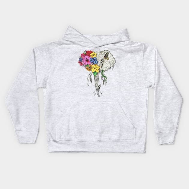 Elephant Color White Background Kids Hoodie by SamuelJ